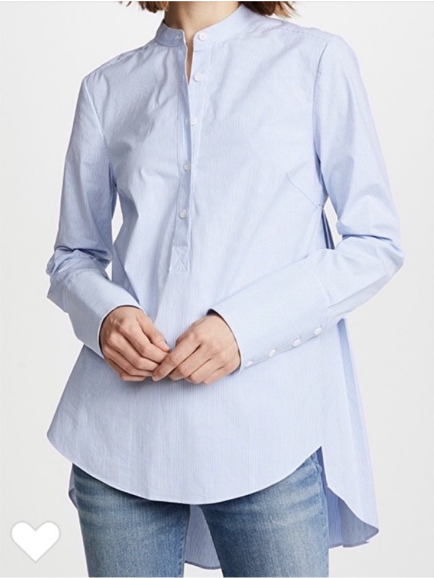 Veronica Beard Greer Pleated Hi-Lo Hem Blouse Size 4 Striped Blue White Top Work